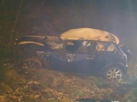 The pictures, tweeted by North West Motorway Police, show a Mini which came off the road