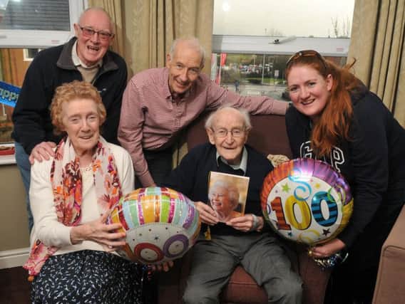 Wellington Slater, a lifelong Longridge resident, celebrating his 100th birthday with family and friends