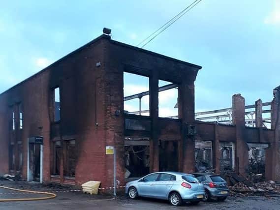 Fire services say that Brindle Mill on Bourne Row suffered a partial collapse PIC: LFRS