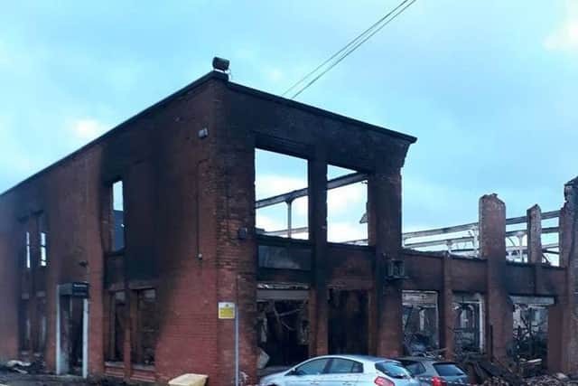 Fire services say that Brindle Mill on Bourne Row suffered a partial collapse PIC: LFRS
