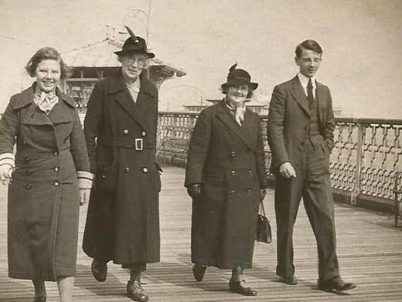 Edith Rigby, second left, with fellow suffragette Eleanor Beatrice Higgginson, third from left. Both women spent time in Holloway Prison.