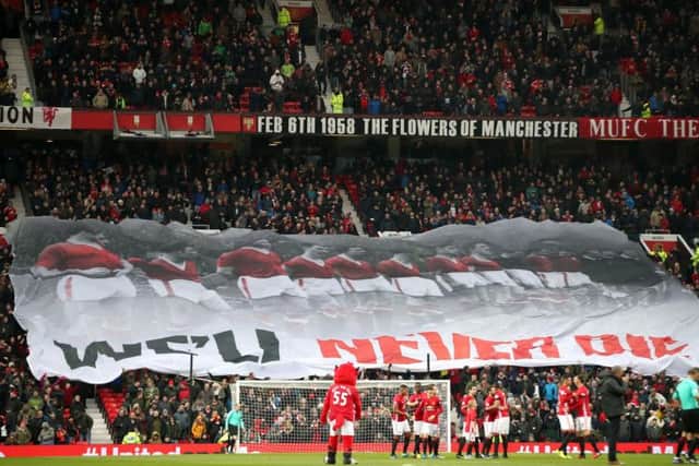 A banner remembering the victims of the Munich air disaster
