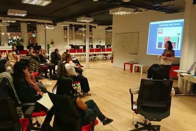 Liz Hardwick, of DigiEnable, delivering a talk