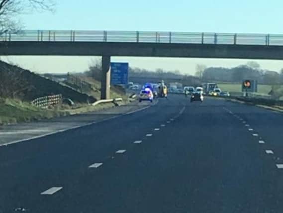 The motorway was closed in both directions for a short period while the air ambulance landed.