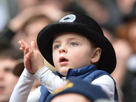 A young PNE fan with his bowler hat on Gentry Day at Bolton in 2016