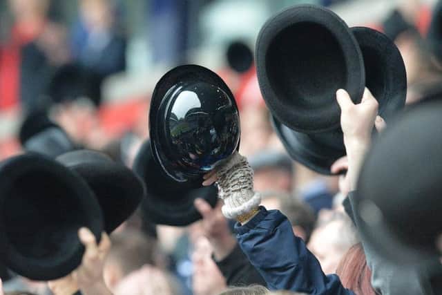 PNE supporters wave their bowler hats on Gentry Day in 2016