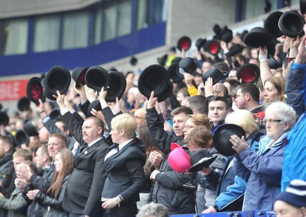 Preston fans raise their bowler hats on Gentry Day at Bolton in 2016