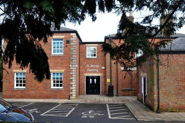 The entrance to the St James Building at Cardinal Newman College.