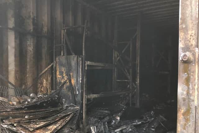 The fire completely destroyed the storage unit