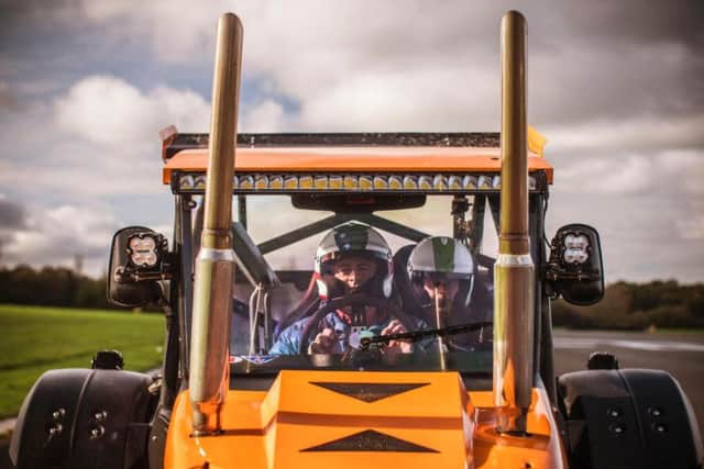 Matt LeBlanc driving a tractor