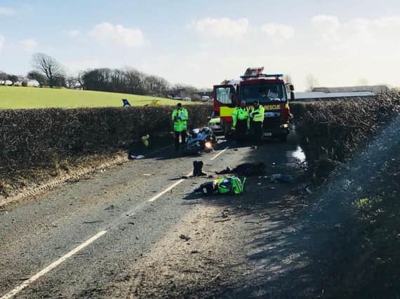 A photo of the crash, courtesy of Lancashire Road Police.