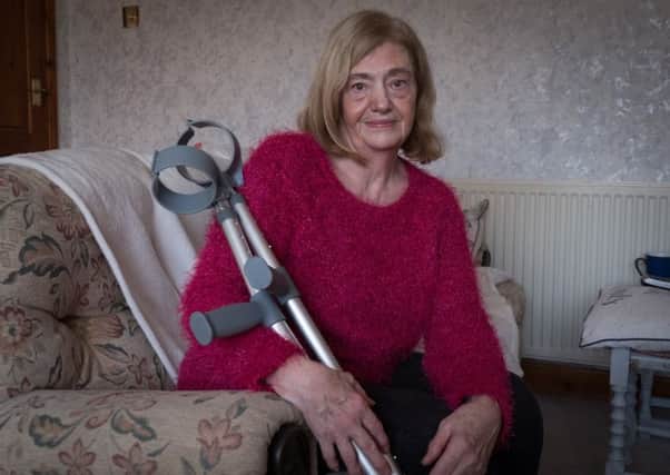 Joyce Blagbrough, 71, of knott End, was left laying in the mud for 3 hours waiting for an ambulance after she fell while walking her dog. Neighbours had to give her blankets and hot water bottles to keep warm in the freezing cold.