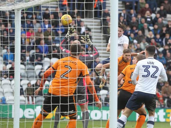 Alan Browne climbs to head PNE in front against Wolves
