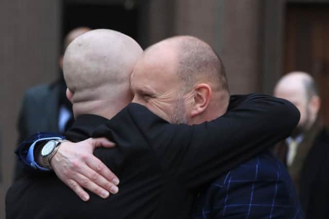 Jason Dunford (left) and Chris Unsworth outside Liverpool Crown Court