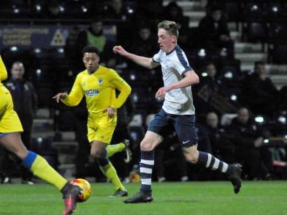 Michael Howard in action for PNE's youth team against AFC Wimbledon last season