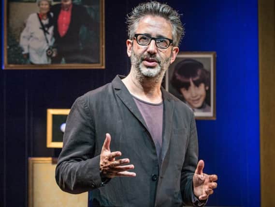 David Baddiel on stage with his show The Trouble With Dad, which is coming to the Lancaster Grand