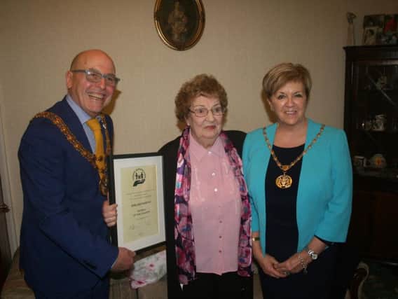 The Mayor of South Ribble, Councillor Mick Titherington and his wife Mayoress, Carole Titherington paid a visit to Shelagh Mervyn, to pay tribute to her contribution she has made to South Ribble.