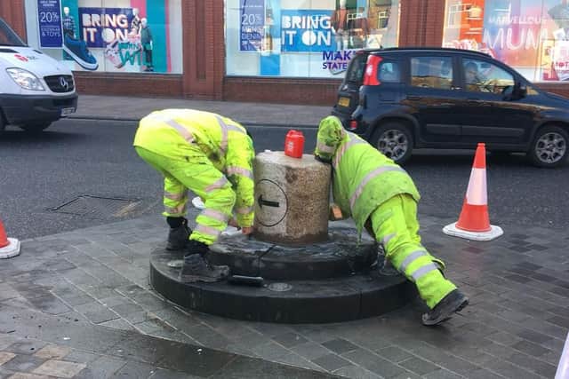 The bollard has been returned to its home. Pic credit: Jessica Braithwaite