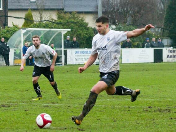 Macauley Wilson missed a penalty for Bamber Bridge.

PHOTO: Ruth Hornby