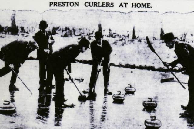 Preston Curling Club in action in winter 1933