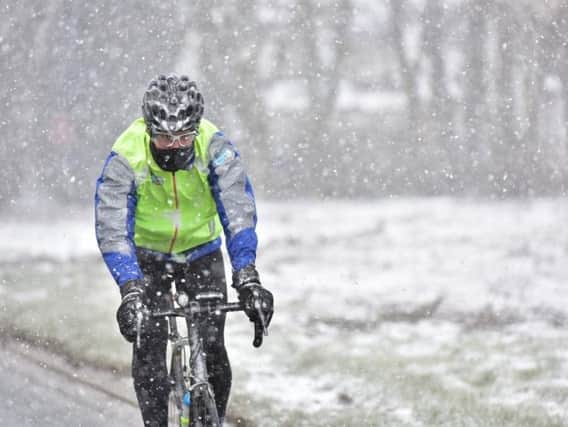 Greg James hits the snow in Lancashire during the latest section of his 'Gregathlon' adventure