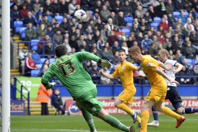 Eoin Doyle scores Preston's winner at Bolton on Gentry Day in 2016