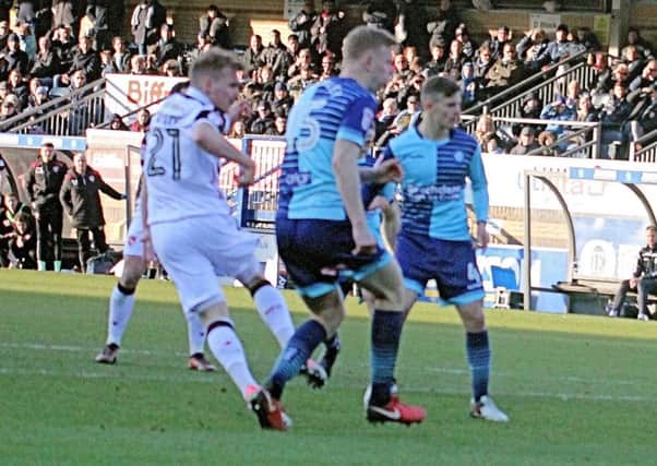 Gregg Wylde scored for Morecambe in their win at Wycombe Wanderers last weekend