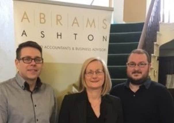 Abrams Ashton director Andy Caunce along with senior client managers Julie Wilson and Liam Humphreys