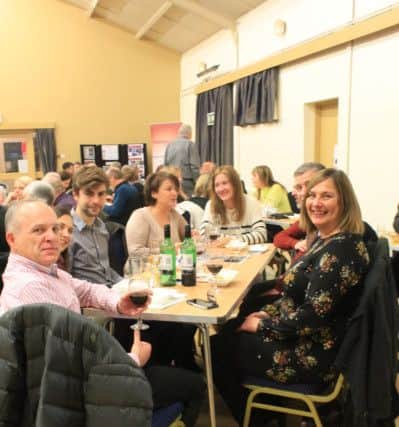 Chairman of the Methodist Action charity trustees Amanda Latham and guests at the murder mystery evening