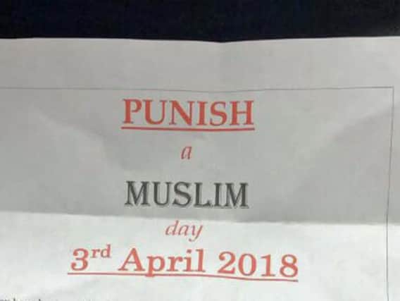 A letter advertising "Punish a Muslim Day"