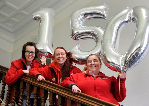 Galloway's Society for the Blind held a special party day to mark the end of their 150th anniversary. The day featured bouncy castles, various stalls and bubble making and many other activities. Some of the fund raising team l-r Claire Warner, Emma Russ and Charlotte Carnell. Picture by Paul Heyes, Saturday March 10, 2018.