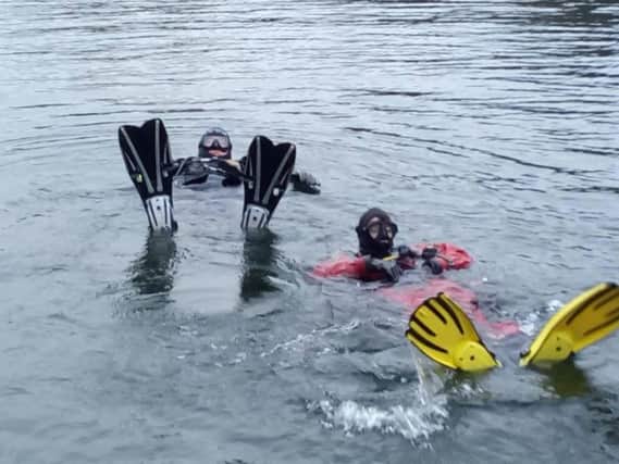 Divers take a chilly dip into Eccleston Delph near Chorley