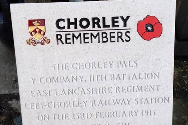 Plaque commemorating the Chorley Pals to go on Chorley railway station