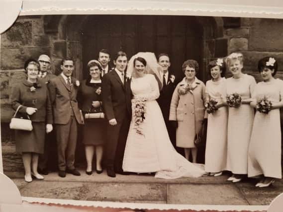 John and Valerie Thompson on their wedding day in 1968 at St Andrews Church, Leyland.