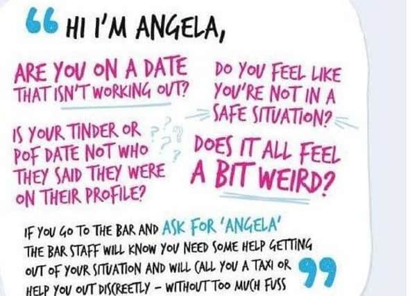 A poster advertising the Ask For Angela scheme
