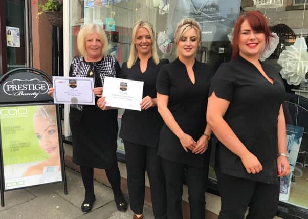 Melissa Davies,owner Kelly Murgatroyd, Rachel Jackson and Marie Langford from Prestige Health and Beauty in Morecambe celebrating their award last year.
