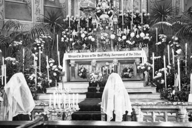 Early interior shot of Our Lady and St Patricks Church, in Walton-le-Dale