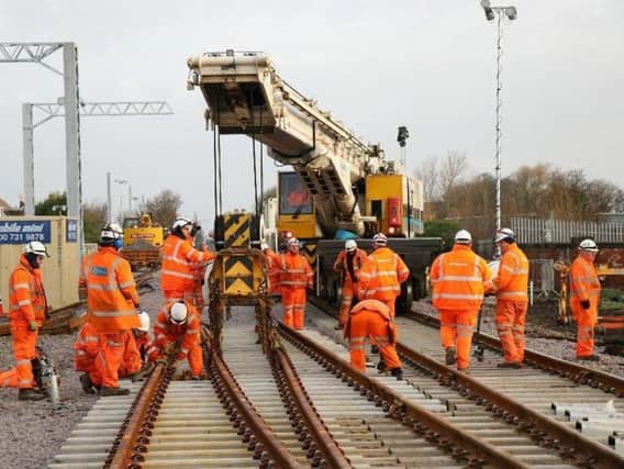 Railway workers pictured at Blackpool North earlier this year
