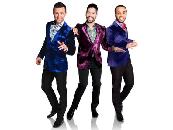 From left, Harry Judd, Louis Smith and Aston Merrygold join forces to create the 'ultimate boyband of dance' for the return of jukebox theatre show Rip It Up