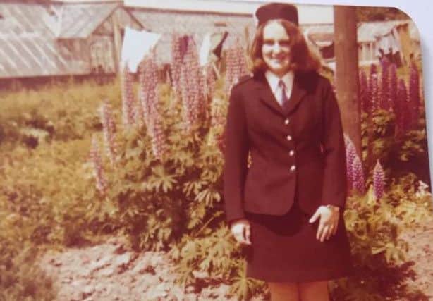 Pauline Crossley in The Campaigners in the late 1970s. Pauline is stood outside her home in Slater Lane, Leyland