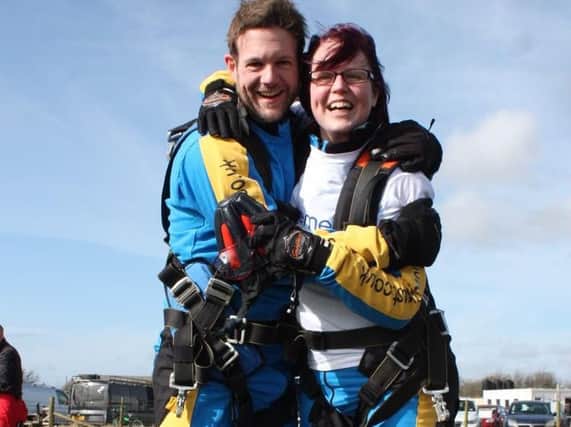 Brother and sister Andrew Ringland and Kate Roberts did a skydive for Rosemere Cancer Foundation which is supporting their mum, Elaine