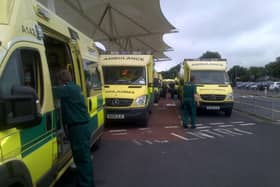 Ambulances queuing outside Royal Preston Hospital
