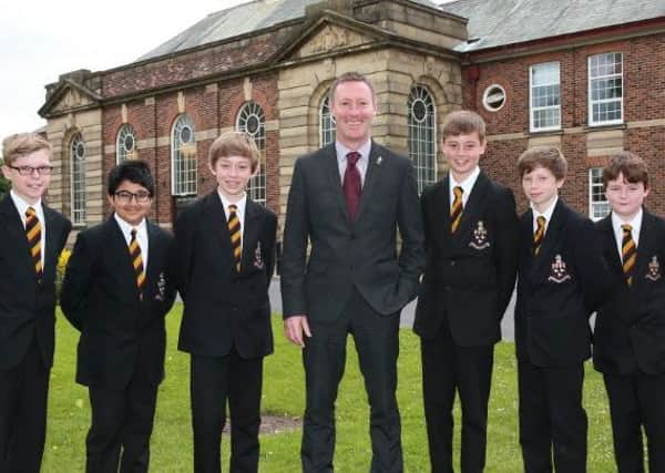 Hutton Grammar School headteacher Mark Bradshaw with pupils