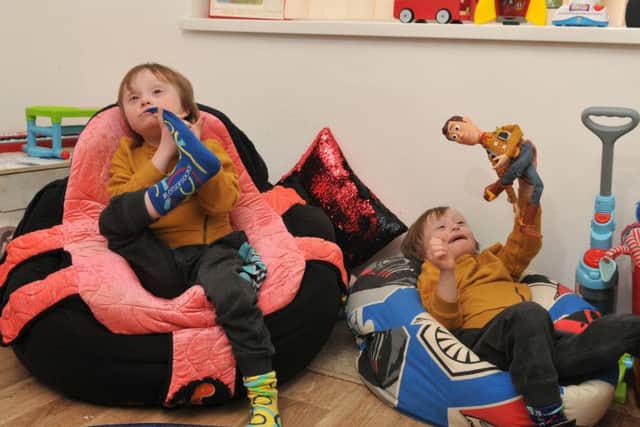Photo Neil Cross
Twins Alfie and Arthur who have Down's Syndrome and are five