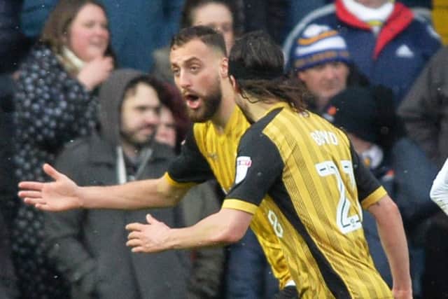 Atdhe Nuhiu celebrates scoring Sheffied Wednesday's first goal in the 2-1 win at Leeds