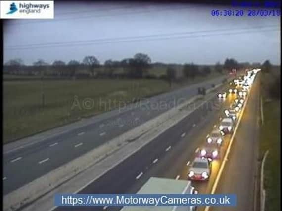 Highways England has advised that the motorway has been closed in both directions between junctions 18 and 17this morning (Wednesday).
