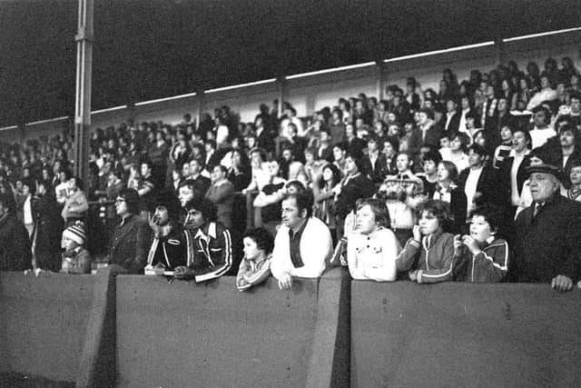 Fans watch PNE v Port Vale in August 1977