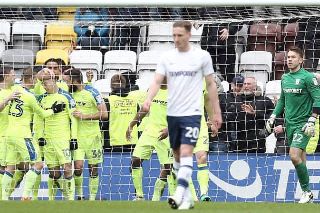 Derby celebrate what turned out to be the winner at Deepdale on Easter Monday.