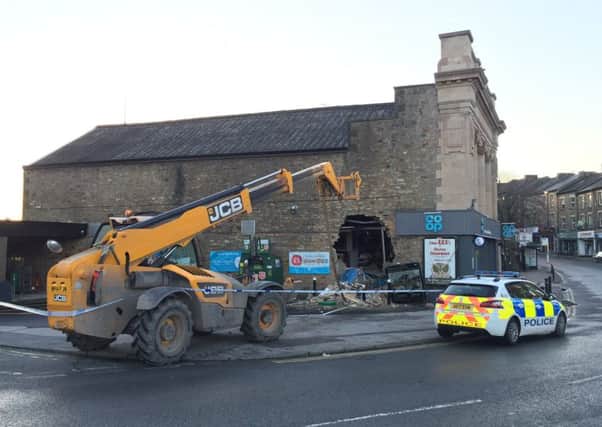 The Coop in Carnforth was ramraided between 2am and 4am on Thursday April 5 2018. Photo by Max Silk.