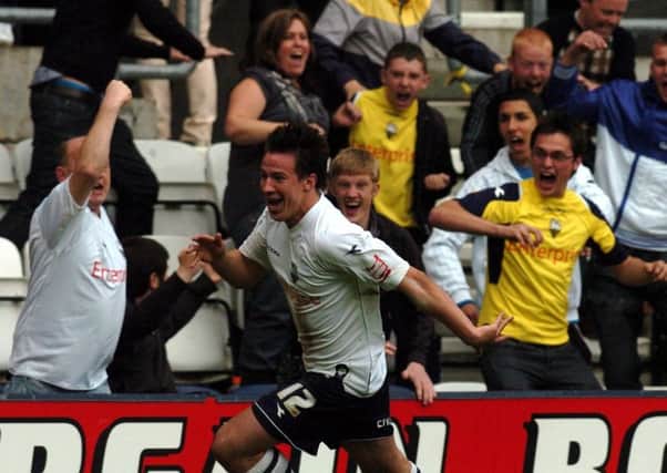 n St ledger celebrates his goal which took PNE into the play-offs in May 2009